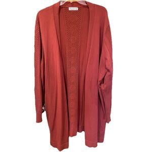 89th & MADISON Womens Orange Rust Cardigan Sweater Sz S Open Front Long Sleeve